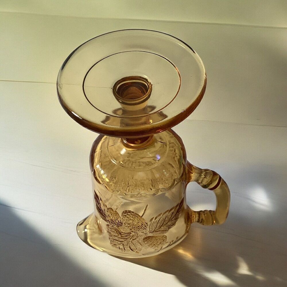 Rare Original Vintage 1958-1987 Modern Amber Art Glass Pitcher Large Creamer - Picture 4 of 5